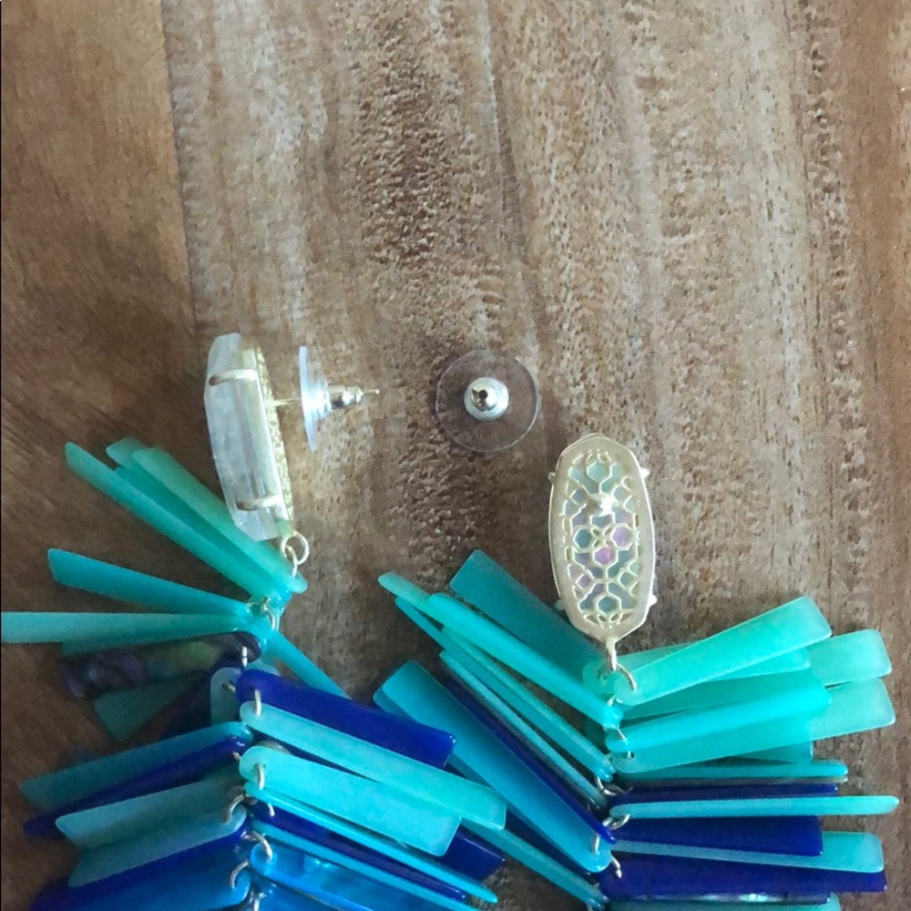 Kendra Scott Earrings Justyne abalone blue green - Picture 7 of 7